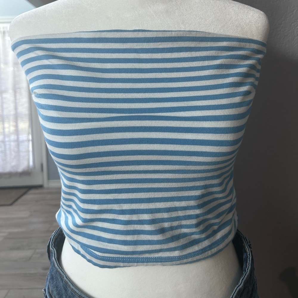 Arizona Blue and White Striped Crop Top
